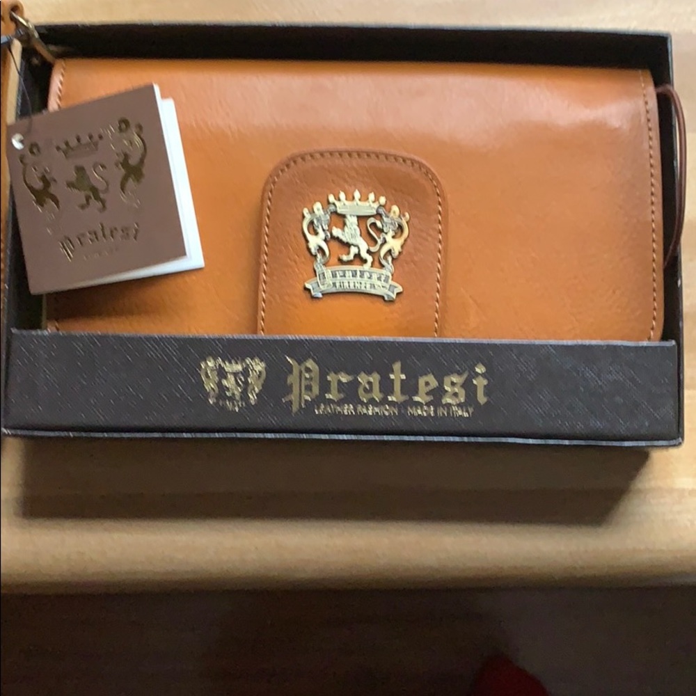 Pratesi Tan Italian leather wallet / clutch NWT